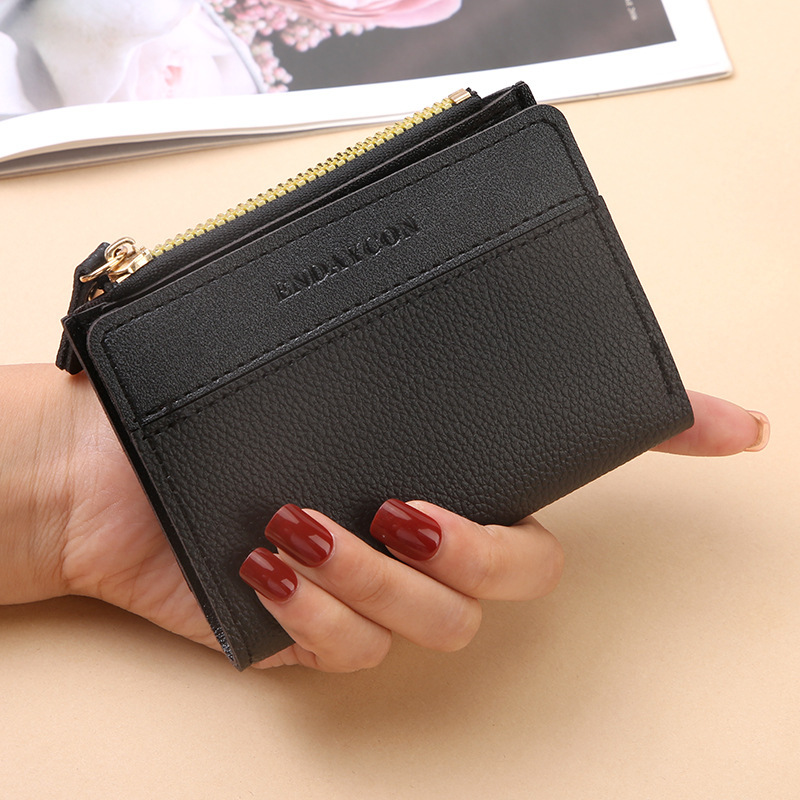 ファッショナブルな新しい女性用ショートウォレット、さまざまなコントラストカラーのショートウォレット、ジッパー、マルチカードスロット小銭入れ、メーカー卸売|undefined