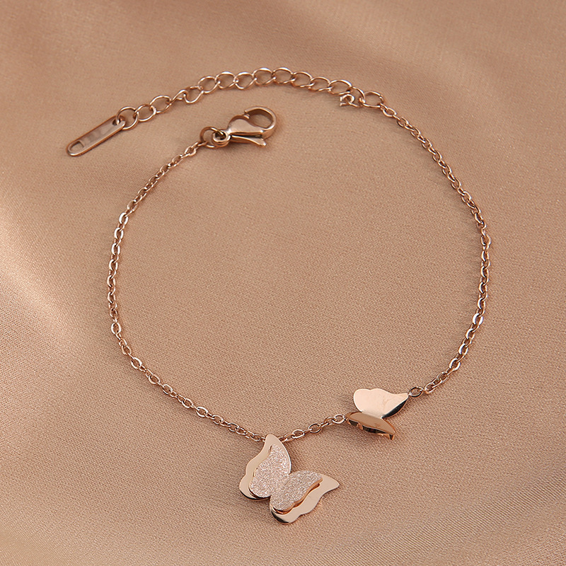 Yun steel frosted butterfly titanium steel anklet female titanium steel leg ring popular jewelry Beach women's accessories TikTok Net popular Yun steel frosted butterfly titanium steel anklet female titanium steel leg ring popular jewelry Beach women's accessories TikTok Net popular