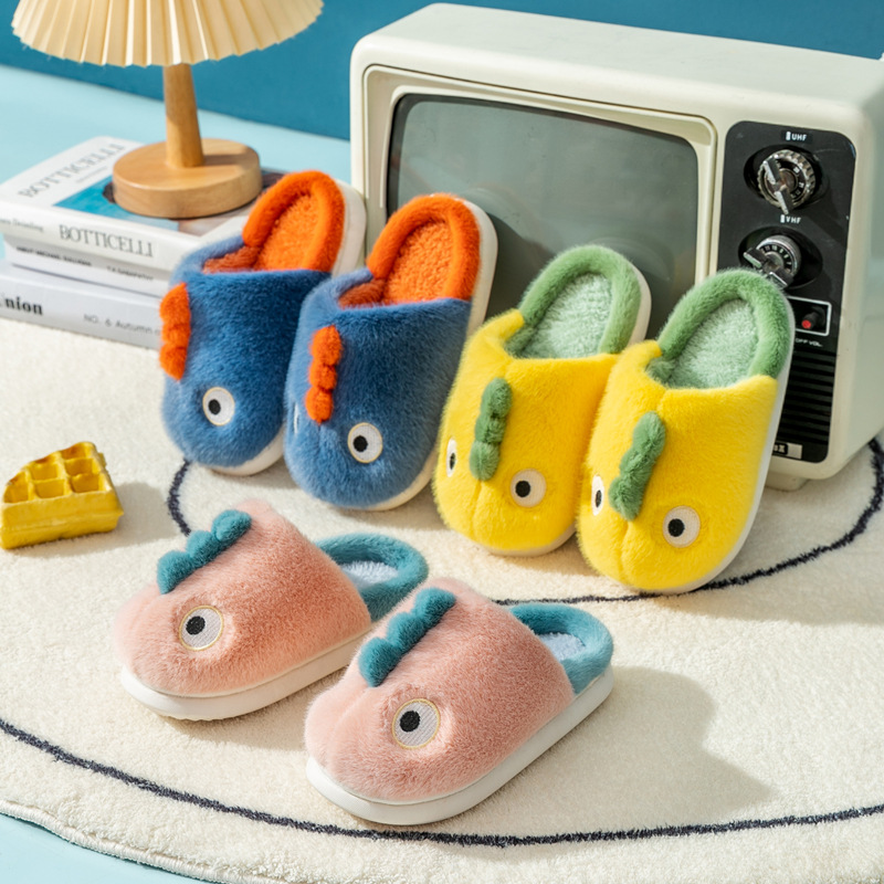 Zapatillas Cixi Uno 2024 Nuevas Pantuflas de Algodón para Niños con Diseño 3D de Dragón, Pantuflas de Casa para Niños Pequeños y Niños.