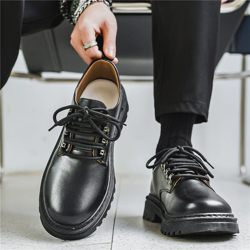 Martens, полуботинки для отдыха из кожи, осень, тренд сезона, корейский стиль