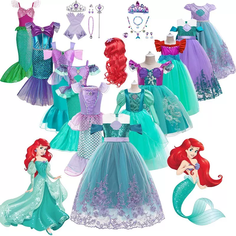 万圣节服装儿童美人鱼连衣裙圣诞女童公主裙儿童演出服舞台装多款