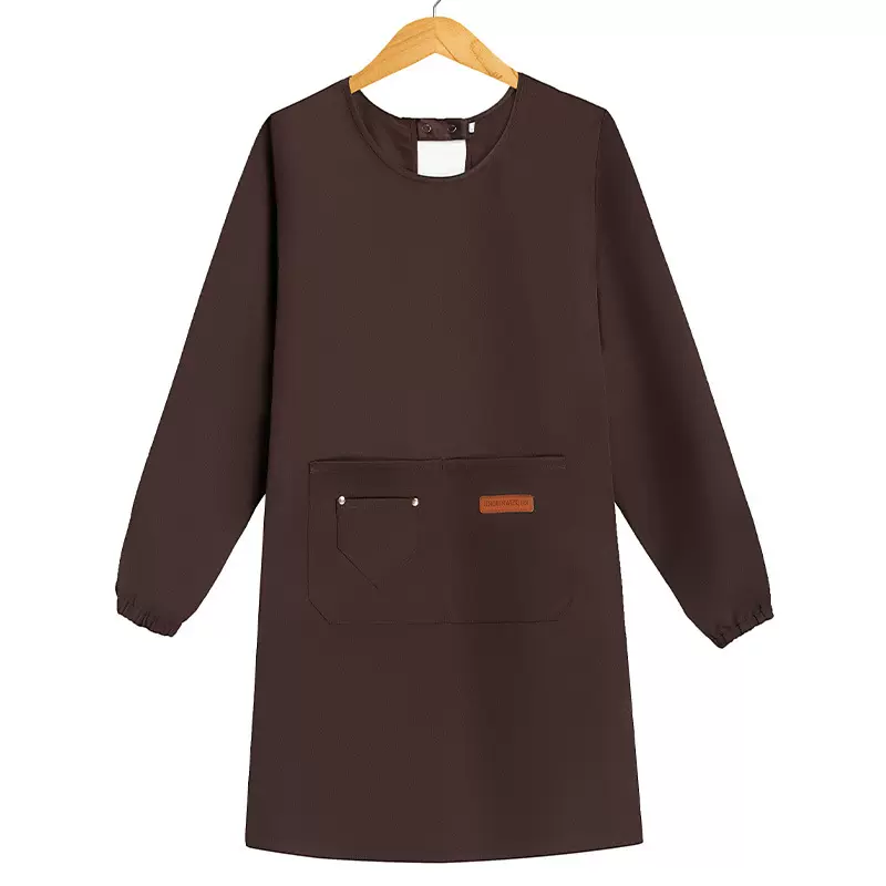 男女简约长袖罩衣家用厨房透气防污围裙logo印字餐饮专用工作服