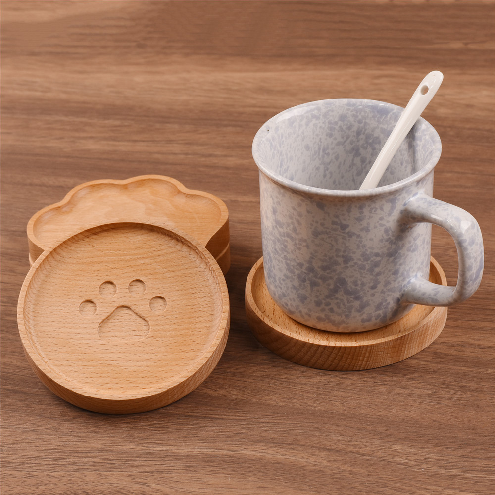 Creativo posavasos de madera maciza logo palabra grabada bandeja de té de madera bandeja de té bandeja de té bandeja de té bandeja de té bandeja de té de madera almohadilla de aislamiento térmico de estilo japonés