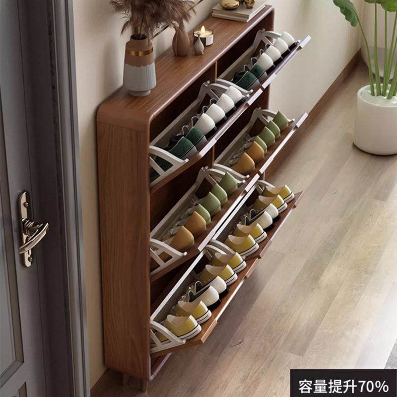 新中式超薄翻斗鞋柜家用进门口入户门后走廊窄楼道外旋转旋转窄款