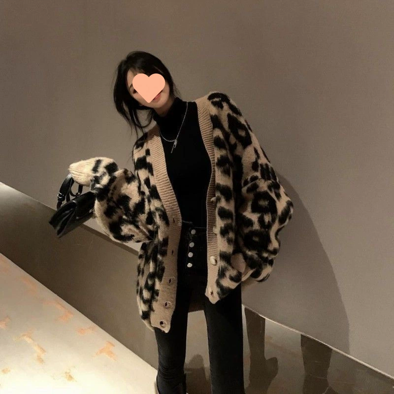 Spring knitted autumn jacket for mother, oversize