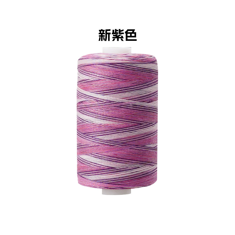 Línea multicolor de poliéster línea de prendas de vestir sección arco iris teñida línea de aguja manual línea de costura multicolor 402 hilo de costura de color