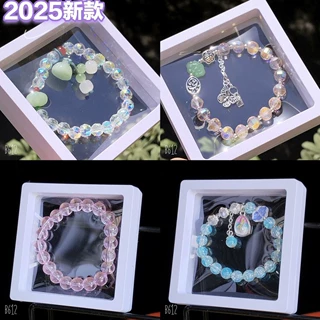 水晶玻璃手串女冰透渐变圆珠绕指柔仿白玉盘玩手链