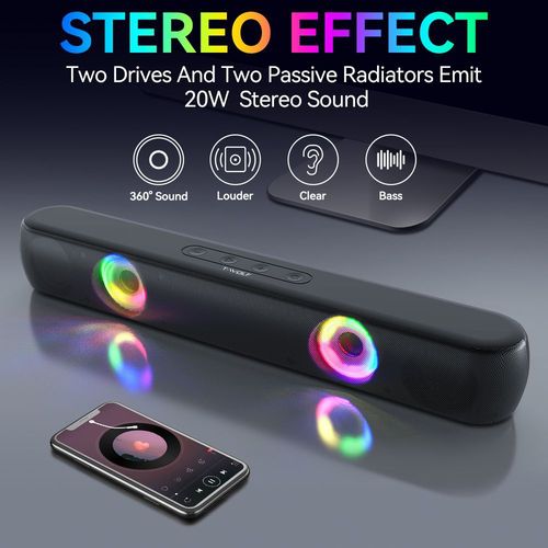 T-WOLF long RGB light-emitting Bluetooth speaker B320 game home stereo 3d high quality typeC speaker