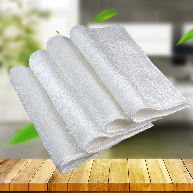 Cross-Border Bamboo Fiber Rag Large Wholesale Non-Shedding Thickened Double-Layer Oil Removal Household Kitchen Dishwashing Cloth