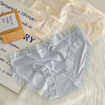 薄款透色女士内裤无痕亲肤蕾丝纯欲夏少女学生中腰三角裤跨境批发
