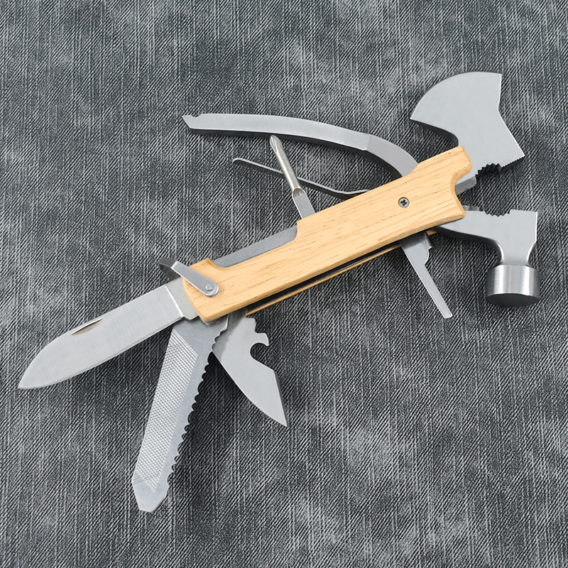 跨境供应多功能木柄斧头锤子户外野营钳锤便携式锤子地钉锤