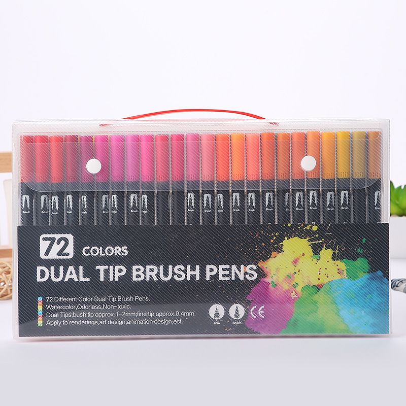 Amazon caliente negro Barra de doble cabeza marcador acuarela pluma estudiante color gancho línea cepillo arte especial traje lote