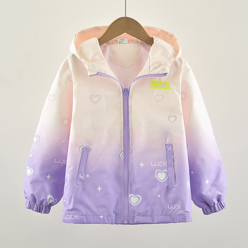 Women's Spring/Autumn Jacket 2024 New Fashion Children's Spring Gradient Casual Girl Spring Jacket Windbreaker