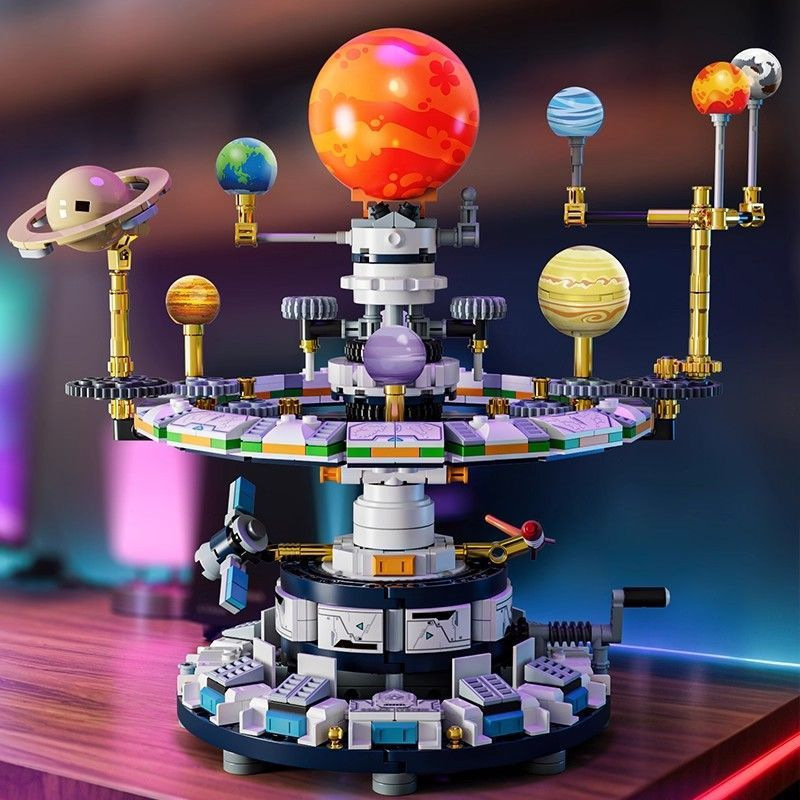 Zhegao 915016 Interstellar Solar System Nine-Ball Instrument Ornaments Science and Education Model Assembled Building Blocks for Boys Toy Gifts