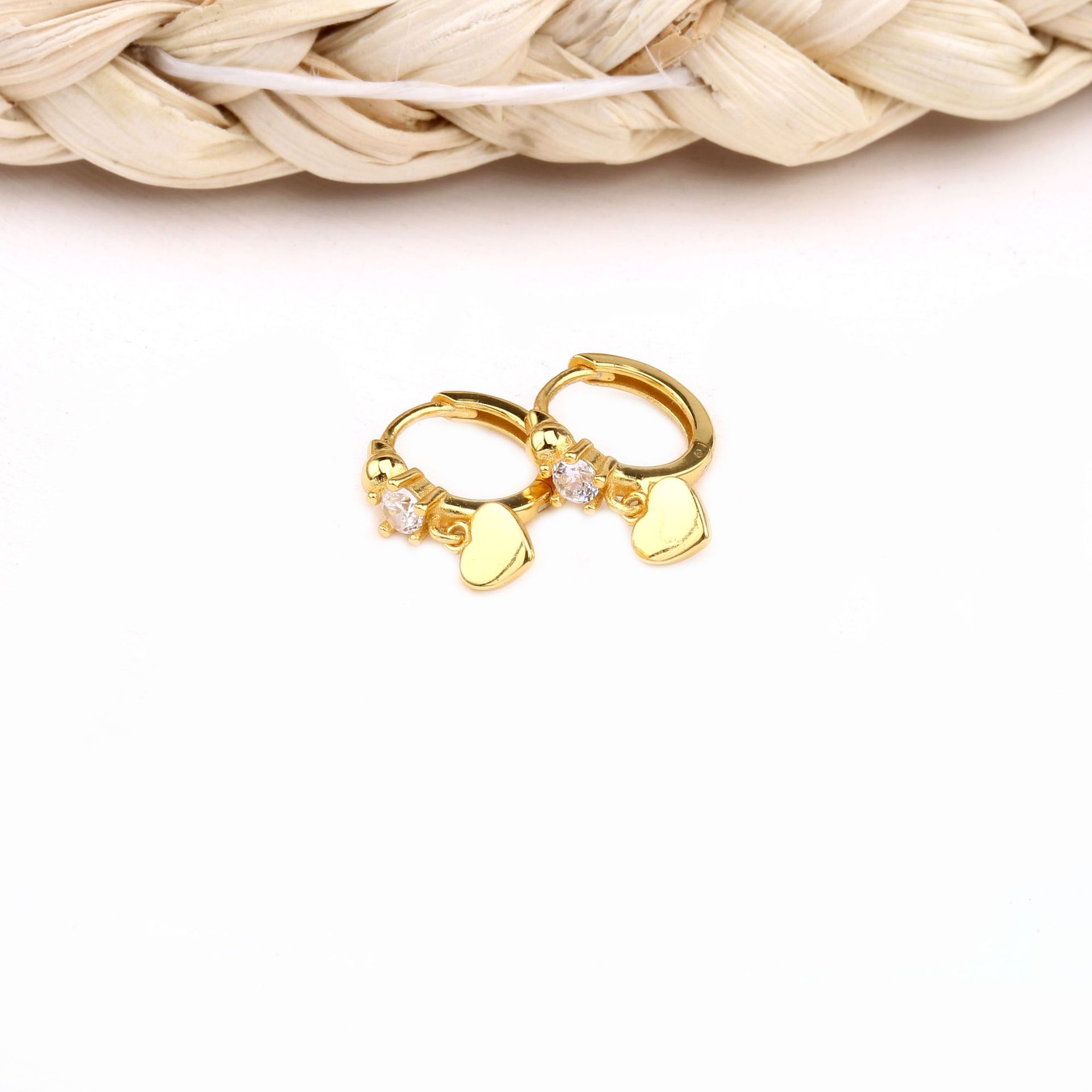 18K Gold Plated, White Gold Plated, Rhodium Plated Plating Material Zircon Inlay Material Drop Earrings Classification 1 Pair Quantity 1 Pair 925 Sterling Silver Zircon Heart Shape Drop Earrings