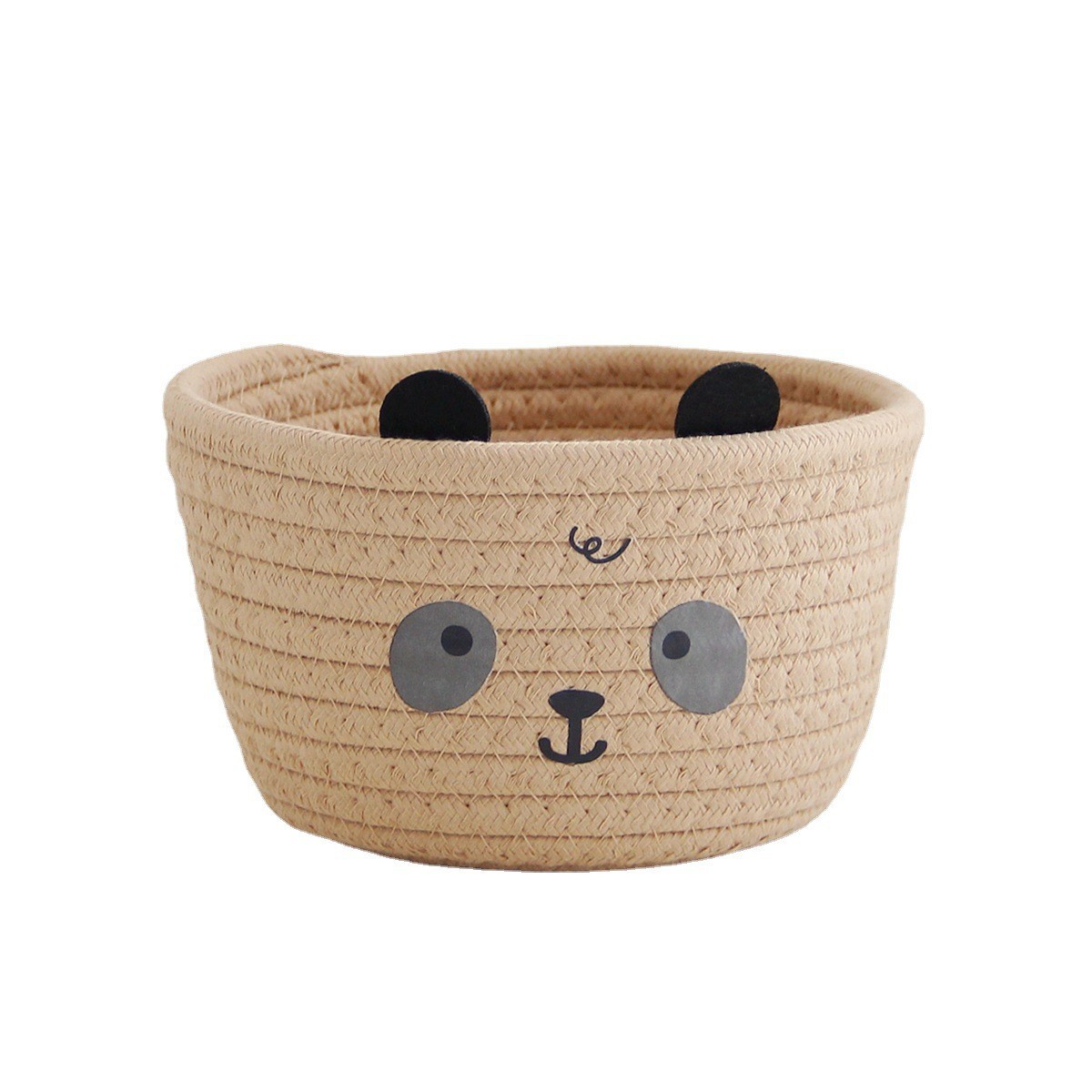 Oso caja de almacenamiento de cuerda de algodón tejida a mano cesta de almacenamiento de escritorio imitación ratán dibujos animados creativo almacenamiento lindo