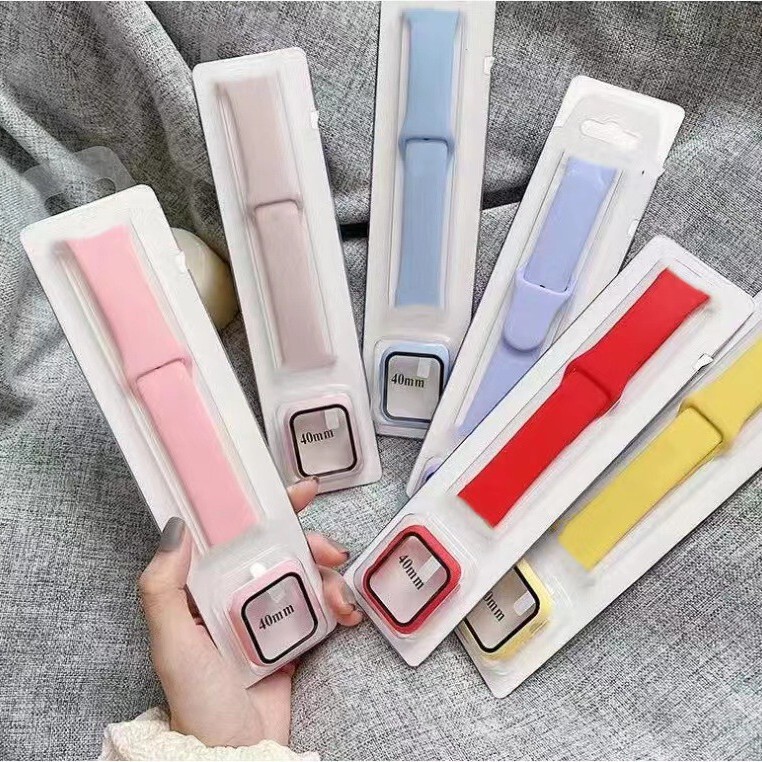 For Apple Watch Case iwatch7 Strap 6se Generation Silicone AppleWatch Watch Strap + Case Set