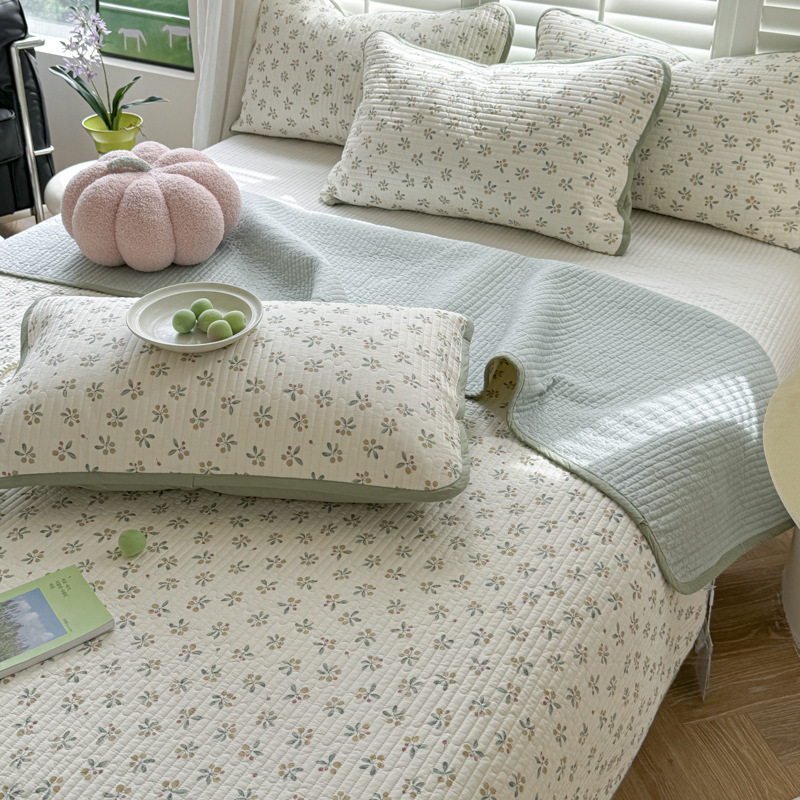 in stock Double-sided Cotton Clip Cotton Bed Cover Children's Cartoon Tatami Bed Sheet 100 Cotton Kang Cover Three-piece Set