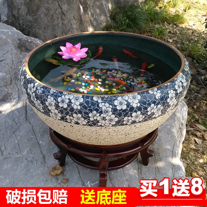 Глиняный старинный горшок для лотоса, аквариум для карпов, сосуд для водяной лилии, большой горшок для лотоса, диаметр более 40 см