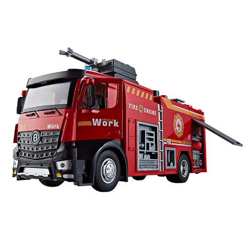 Extra large alloy fire truck children's toy car boy rescue vehicle car simulation model ladder truck can spray water
