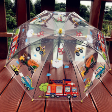 茂萨新品消防车工程队透明儿童雨伞幼儿园创意可爱卡通宝宝学生男
