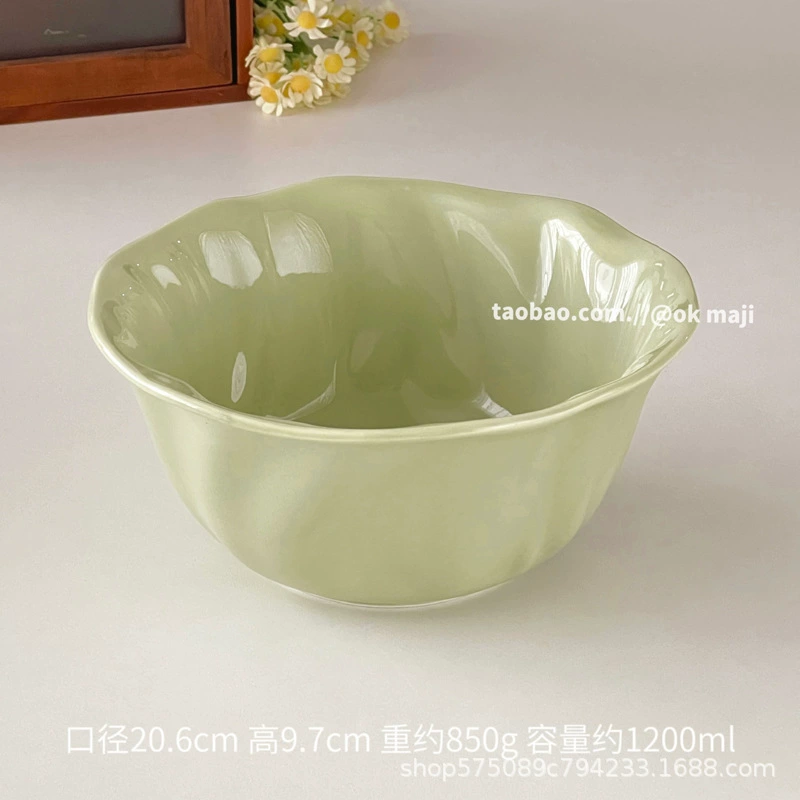 Dinner plate, cream ceramic, lace‑edge tableware, milky white or milk green