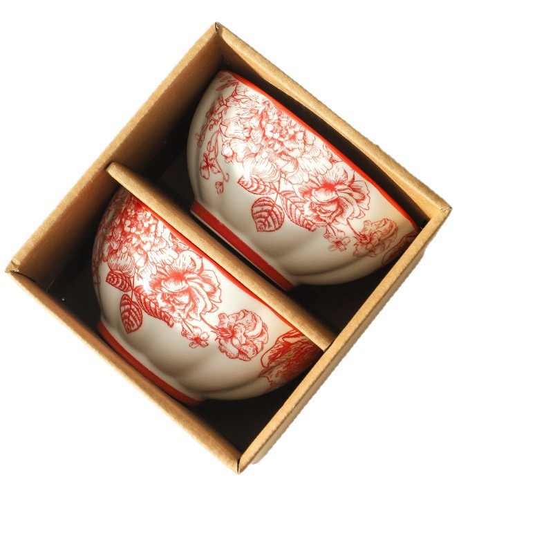 Regalos de boda de alta calidad platos set de platos de cerámica de alto valor de cara platos rojos festivos caja de regalo de boda
