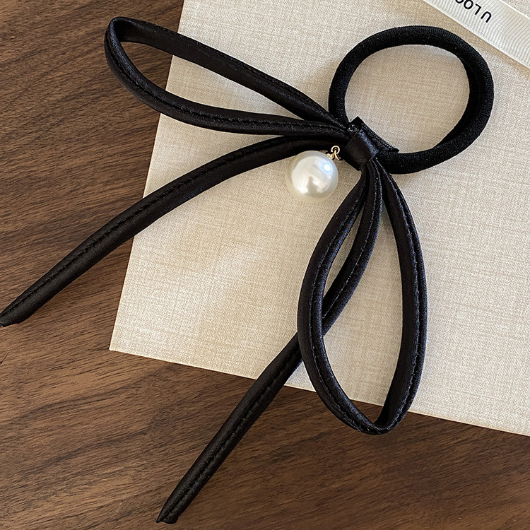 Stile coreano elegante elegante fiocco di nastro perla fascia per capelli corda per capelli stile francese moda tutto abbinato cinturino per capelli accessori per capelli_voghion.com