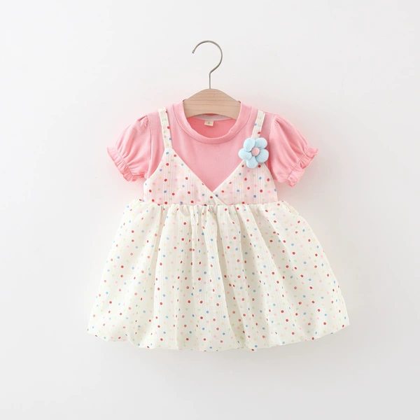 A colorful suspender skirt