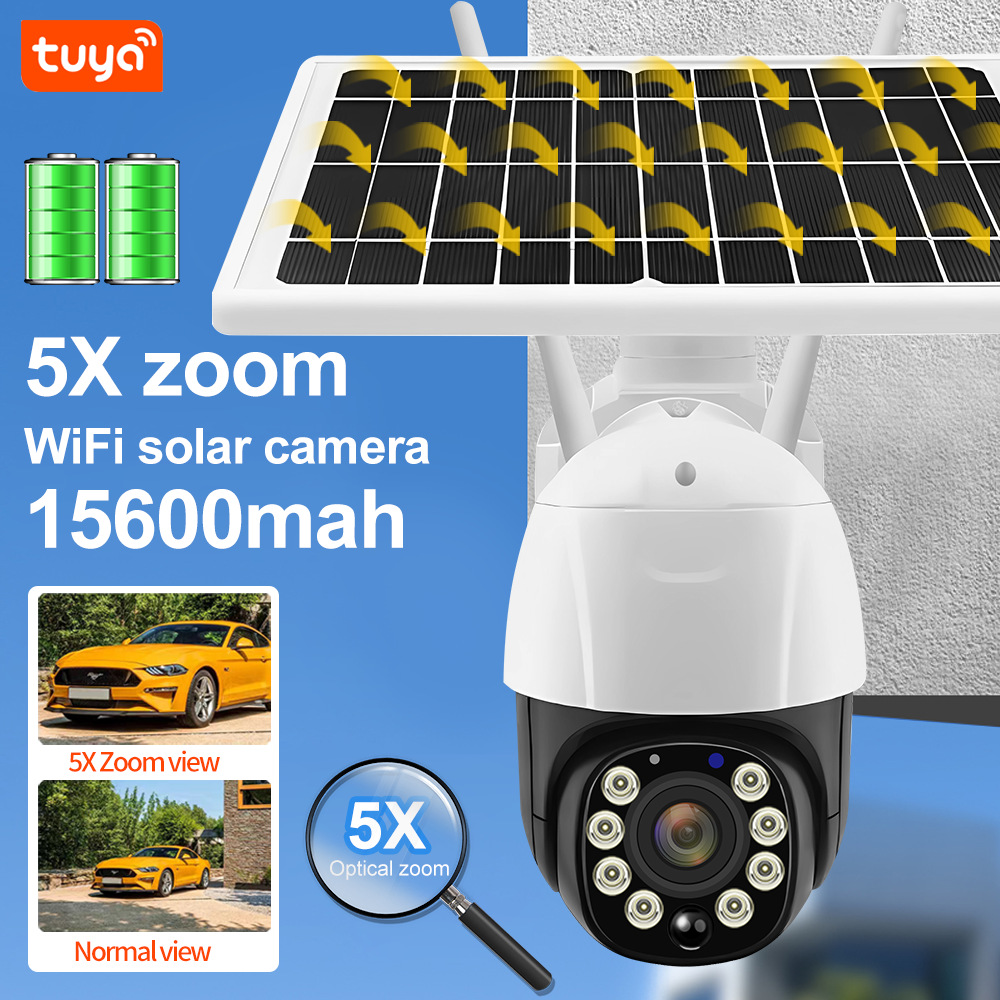 Graffiti tuya inteligente 5x zoom monitoreo solar alta definición al aire libre impermeable cámara de batería wifi doméstica