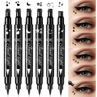 Qic Qini Color Picture Pattern Embellished Seal Eyeliner Waterproof Quick-Drying Non-Smudge Double-Ended Stamp Eyeliner