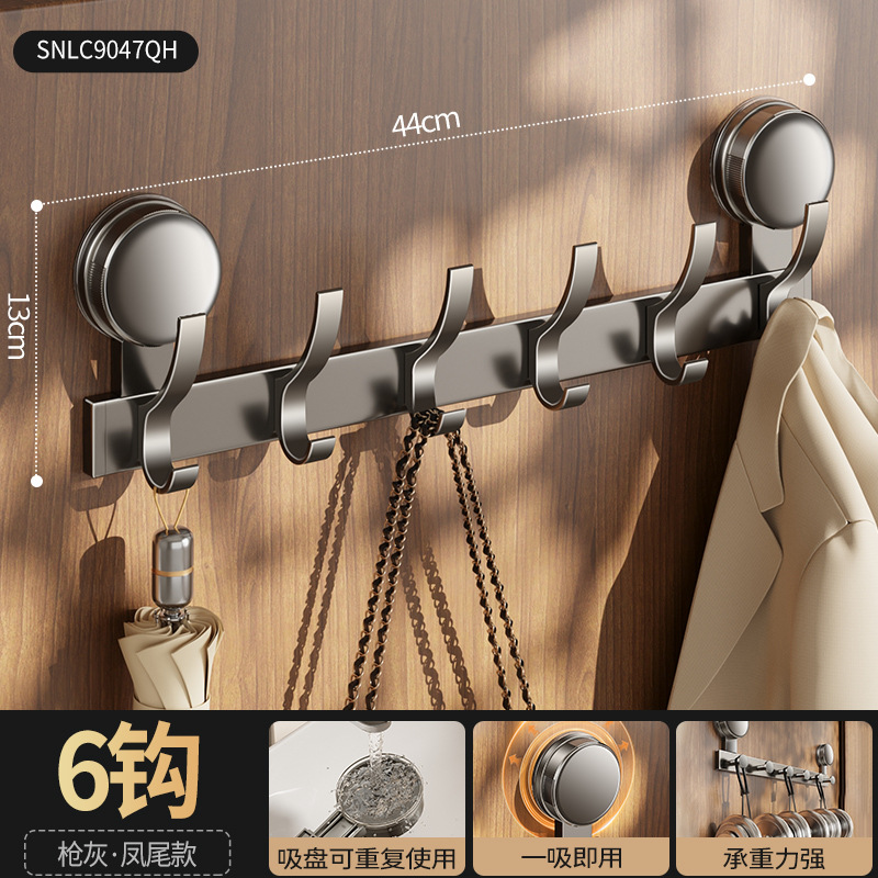 Gancho trasero de puerta de ventosa no perforado viscose fuerte puerta de soporte de carga trasera percha de ropa almacenamiento pared colgante rack gancho de fila