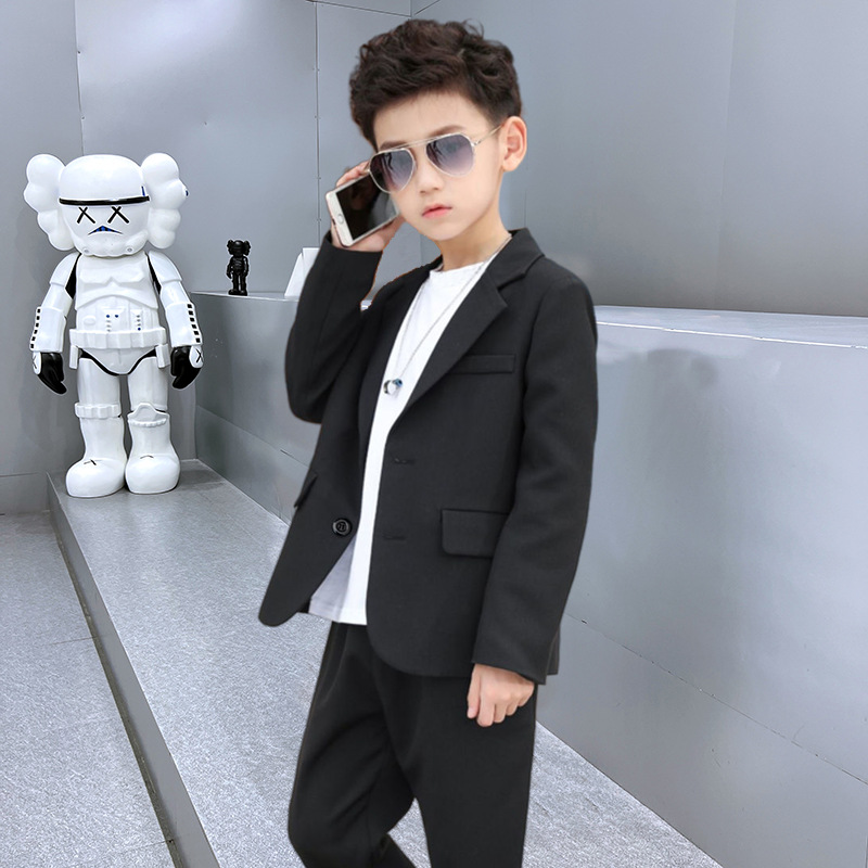 儿童西装外套男西服2026新款男孩黑色男童花童礼服钢琴演出服春秋