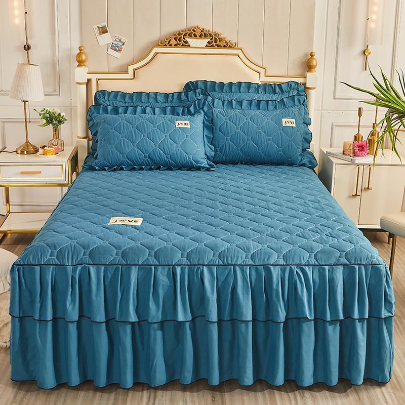 Quilted lace bed skirt thickened cotton bedspread single piece thickened mattress cover fitted sheet three-piece single double bed skirt
