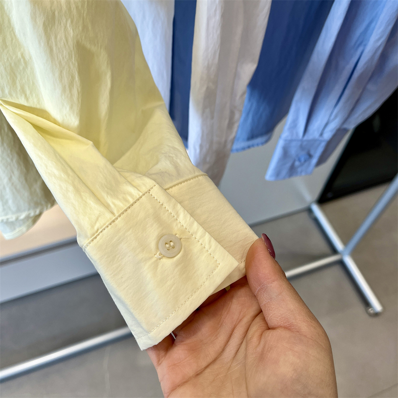 糖纸衬衫！春夏新品宽松慵懒风简约显白高支棉混纺长袖衬衣防晒女|undefined