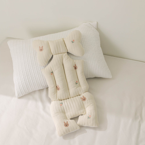 INS Baby Stroller Cushion for Autumn/Winter, Thicker Embroidered Cotton Pad Breathable All-Season Universal Washable in Machine