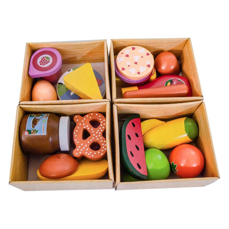 Casa de Juegos para niños fruta corte música juguetes madera exportados a Amazon educación temprana iluminación juguetes educativos