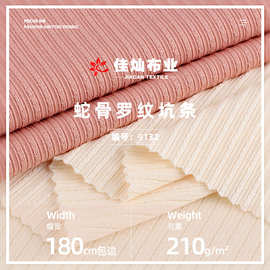 蛇骨罗纹坑条面料 210g涤氨弹力螺纹打底衫布料 春夏阔腿裤时装布