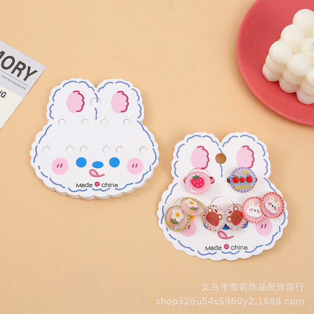 创意五卡位兔子皮筋卡纸少女风精品店DIY发饰头绳包装卡纸批发