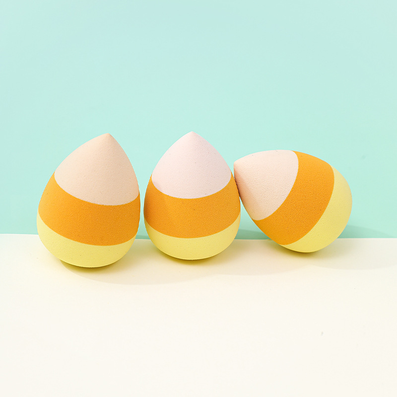Customizado huevo de maquillaje de color mixto de tres colores polvo de maquillaje suave no comer polvo de maquillaje post de ropa de maquillaje esponja almohadilla de aire huevo de maquillaje