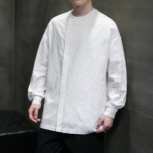 Fall 2023 new Chinese style men's vintage Jacquard tea clothing Chinese Zen clothing plus size trendy bottoming Hanfu