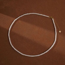 天然巴洛克不规则淡水珍珠项链女轻奢简约素圈锁骨链颈链14K包金
