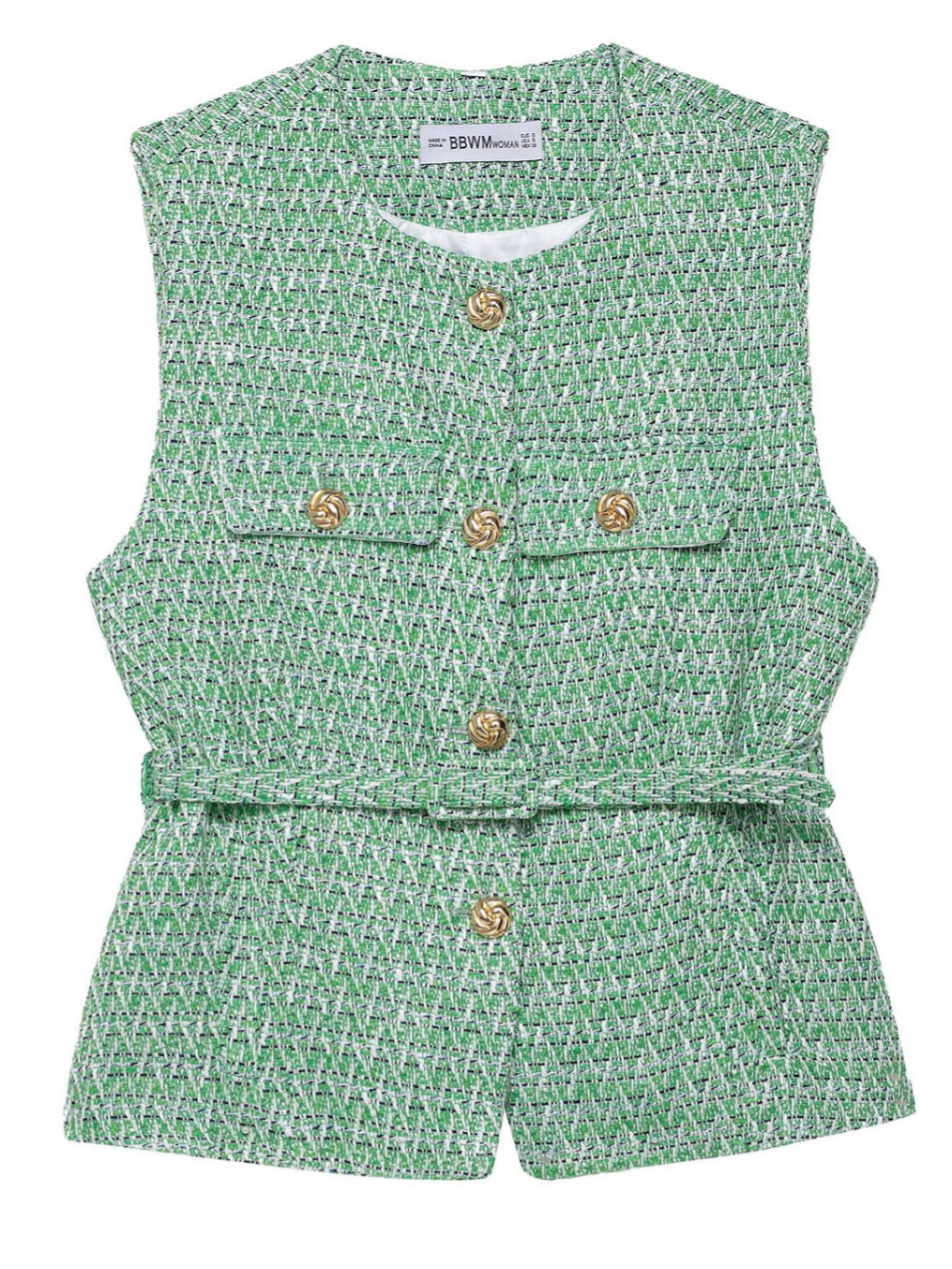 2025 primavera y otoño nuevos productos de ropa de mujer pequeña fragancia con cinturón de línea metálica temperamento chaleco chaleco image 4