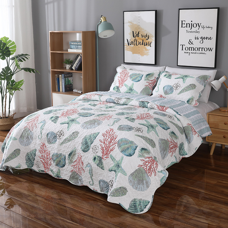 2021 New products Cool in summer Embroidery Quilting washing The bed Supplies Spring and summer cotton material Embroidery Quilting Three Bed set