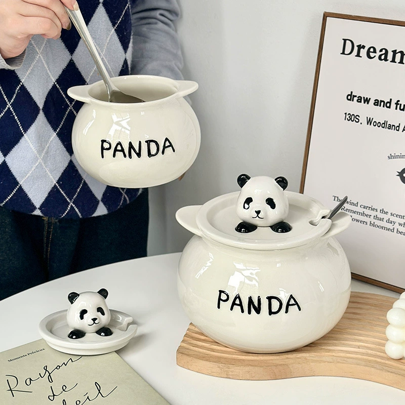 Прямые продажи Panda Kitchen банка для сала бытовая керамическая банка с высокой термостойкостью чили масло специальная банка мясной жир пищевой