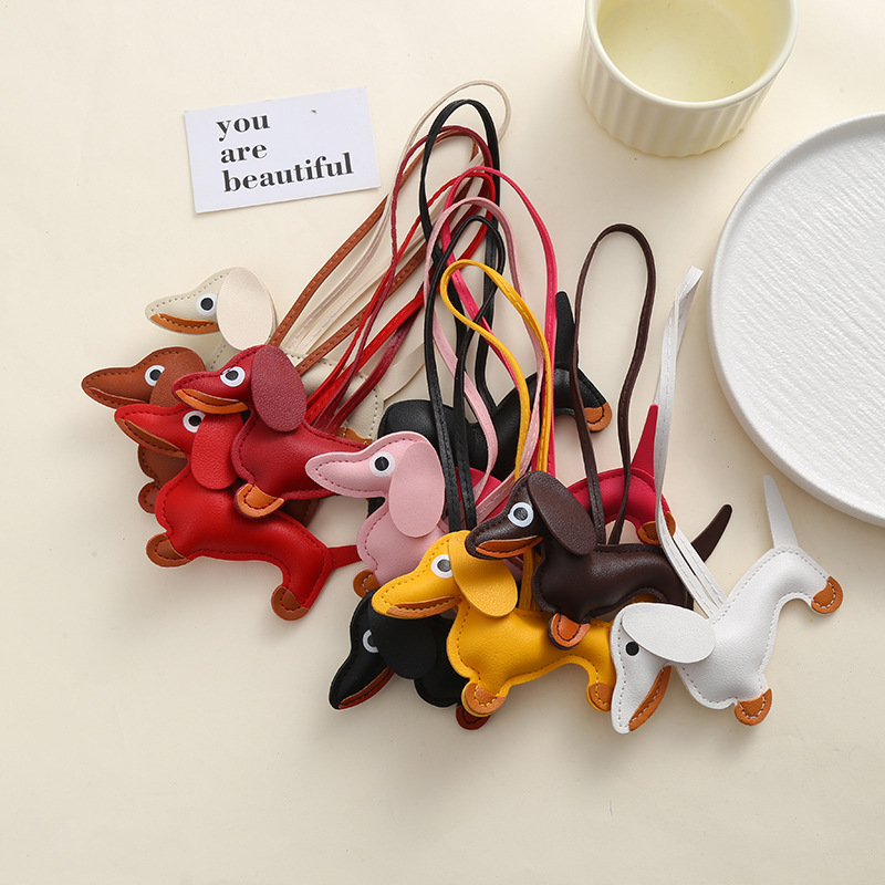 可定制款腊肠狗DIY皮质挂件可爱ins小狗包包挂件挂绳情侣汽车挂饰