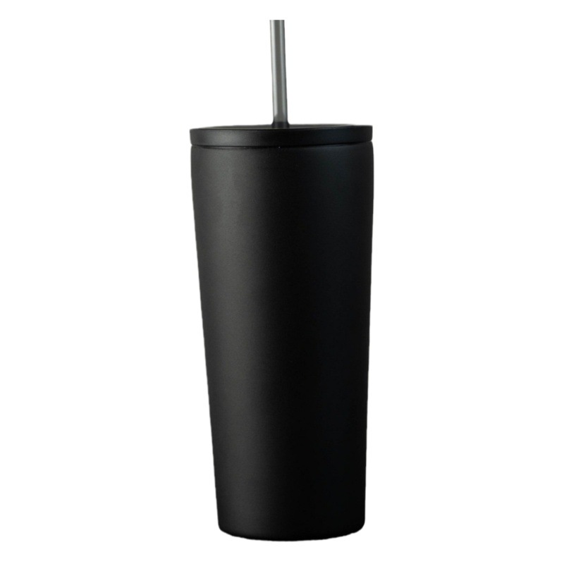 Nueva taza de café de acero inoxidable taza de vacío de doble capa 304 taza de paja de doble tapa portátil taza sellada al por mayor