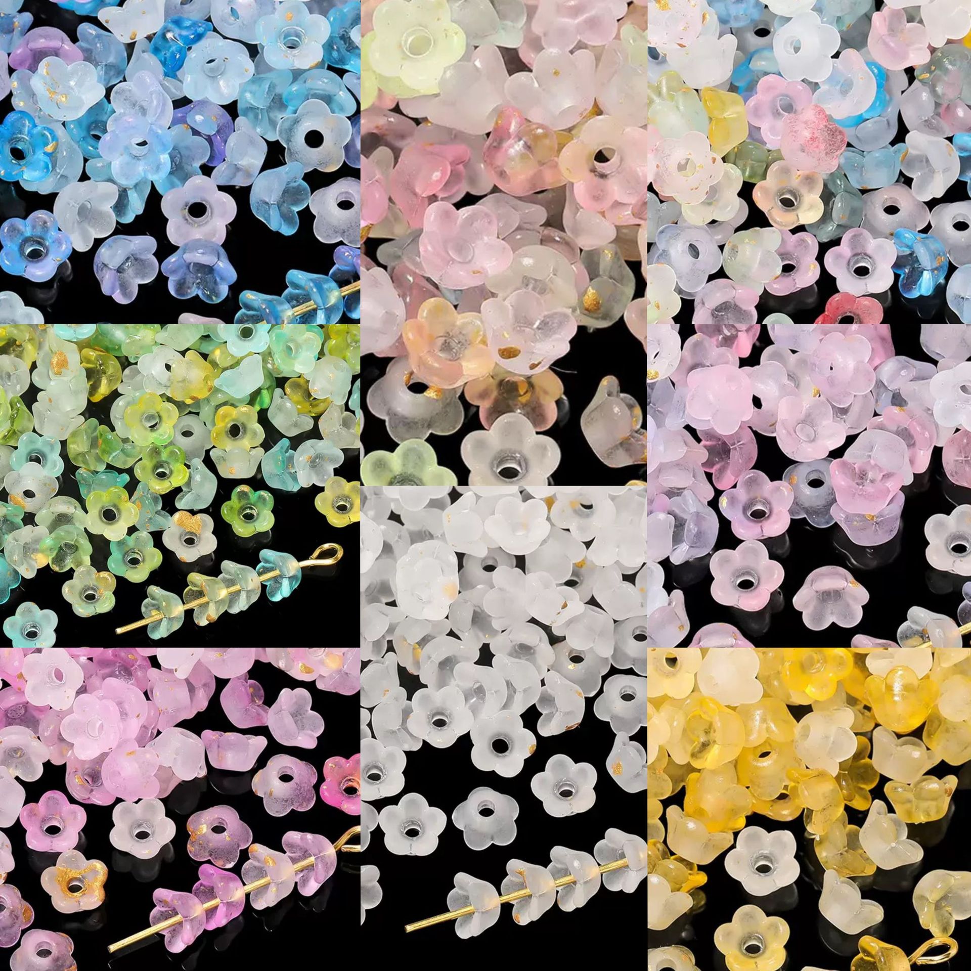 5.5 6mm Acrylic Gradient Sprinkling Golden Bring Orchid Antique...