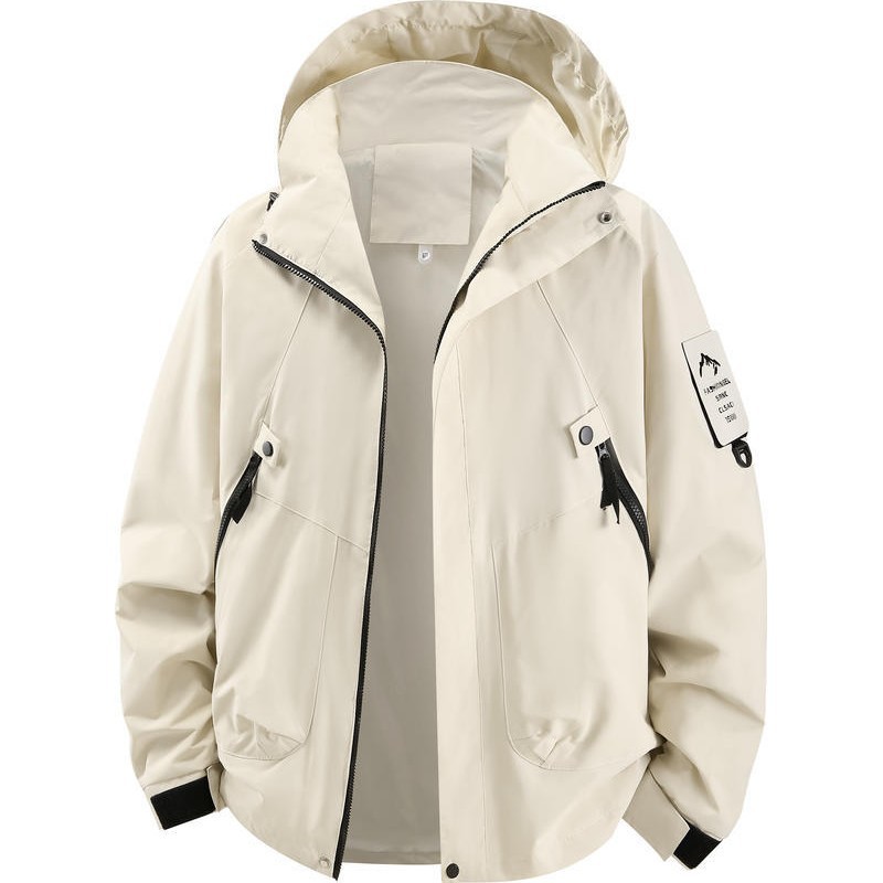 Thin Waterproof Windbreaker Jacket with Detachable Hood, Breathable Workwear, Customizable Logo, Outdoor Activity Group Clothing