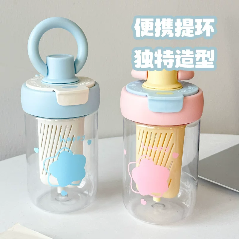 Capacious high quality plastic tea cup with glass, handheld glass